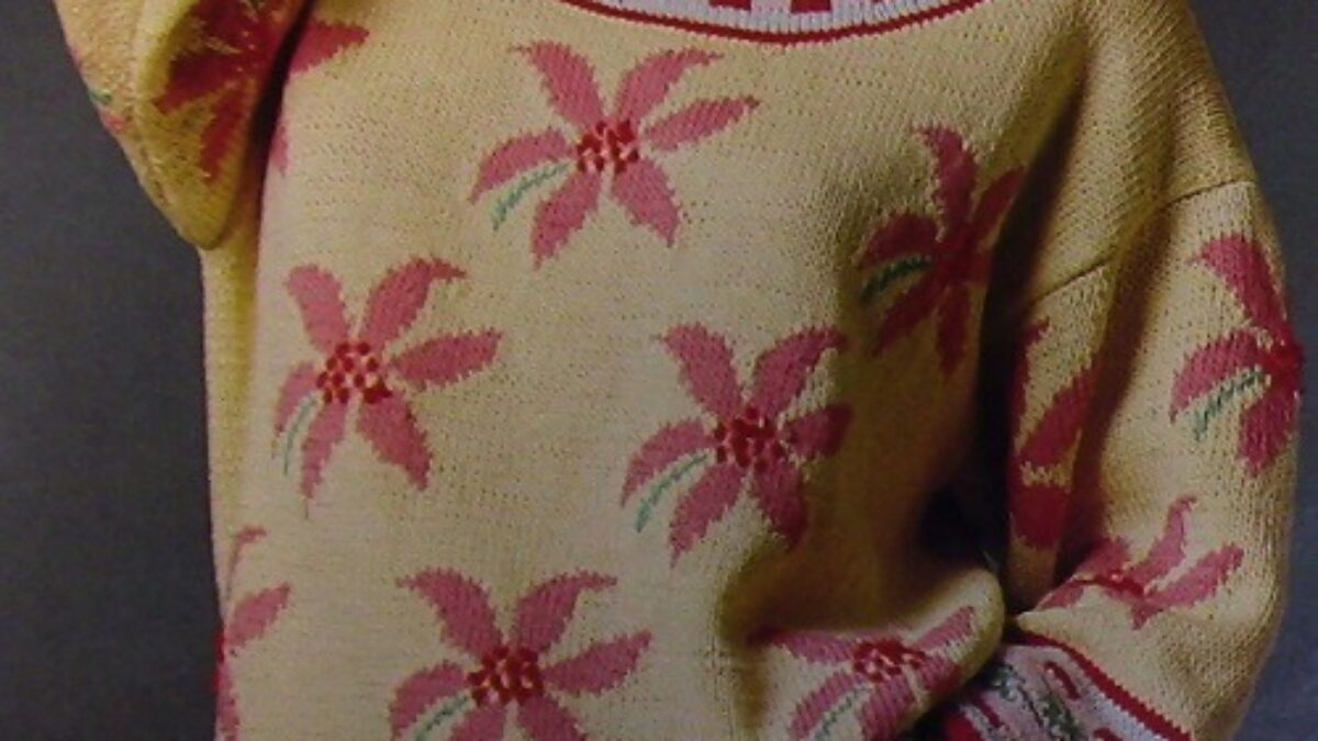 Big Flower Pullover – Vintage Knitting Pattern, PDF – Red Basket