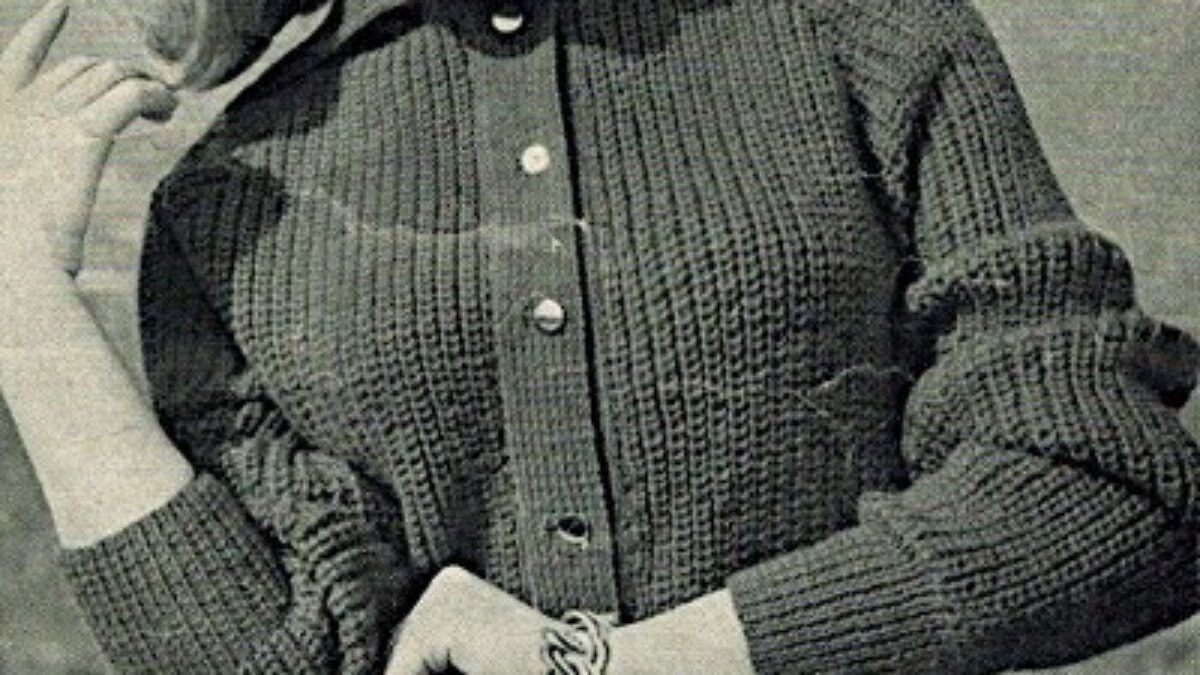 Fisherman's Rib Cardigan – Vintage Knitting Pattern, PDF – Red