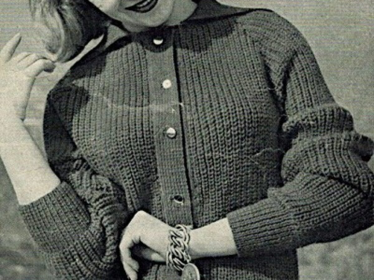 Fisherman's Rib Cardigan – Vintage Knitting Pattern, PDF – Red