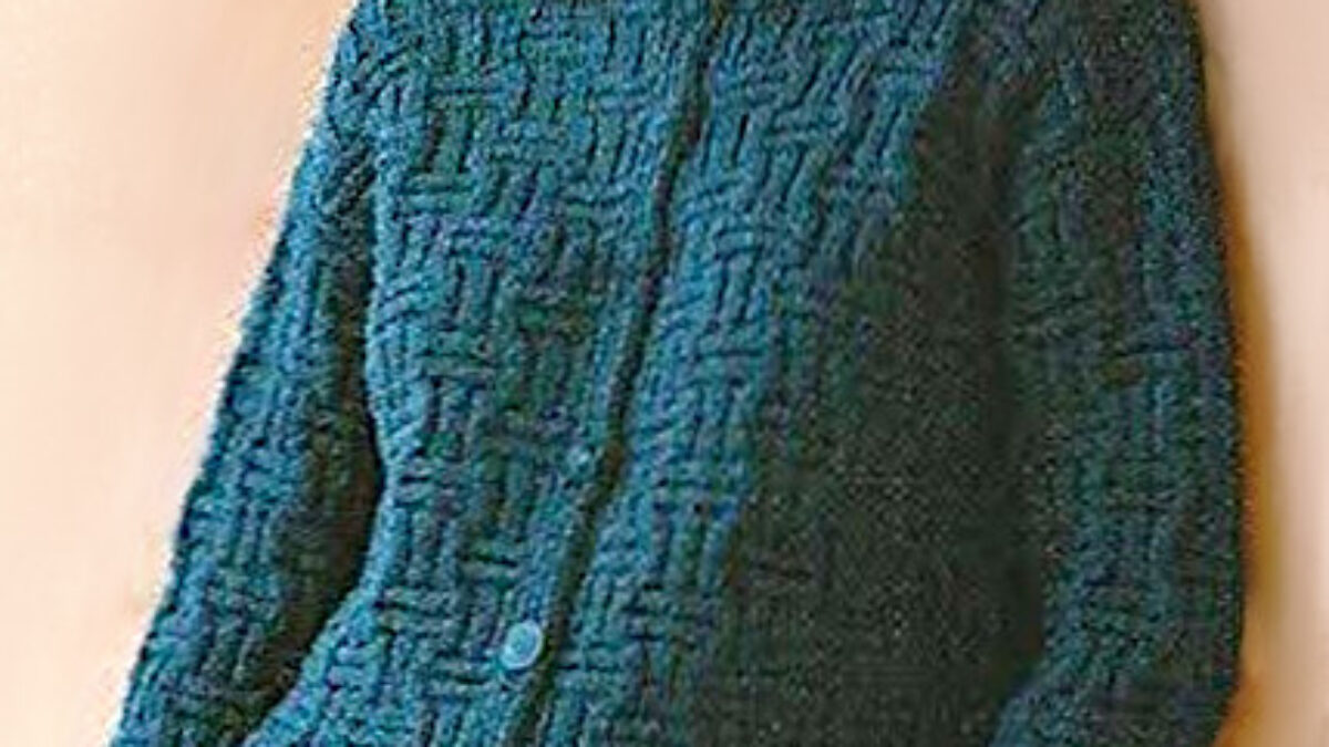 Basket Stitch Cardigan – Vintage Knitting Pattern, PDF – Red