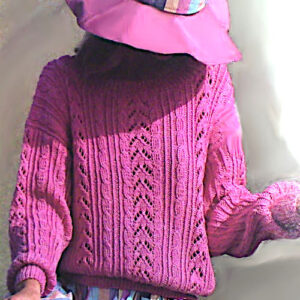 Knit Long-Sleeved Sweater, Cables and Lace Stitch from DK Yarn - Extra Small, Small, Medium, Large, X Large Sizes Vintage 1980s Knitting Pattern.