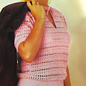 Vintage Crochet Pattern - Summer Top Pullover with Short Sleeves from Sport Yarn. Extra Small and Small Size.